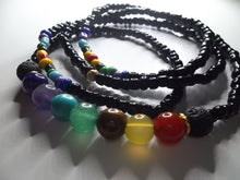 Load image into Gallery viewer, Chakra Lava Rock Difuser Waist beads
